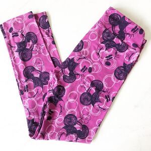 LuLaRoe Leggings Womens OS Minnie Mouse Disney Pink Fuschia Circles Bubbles